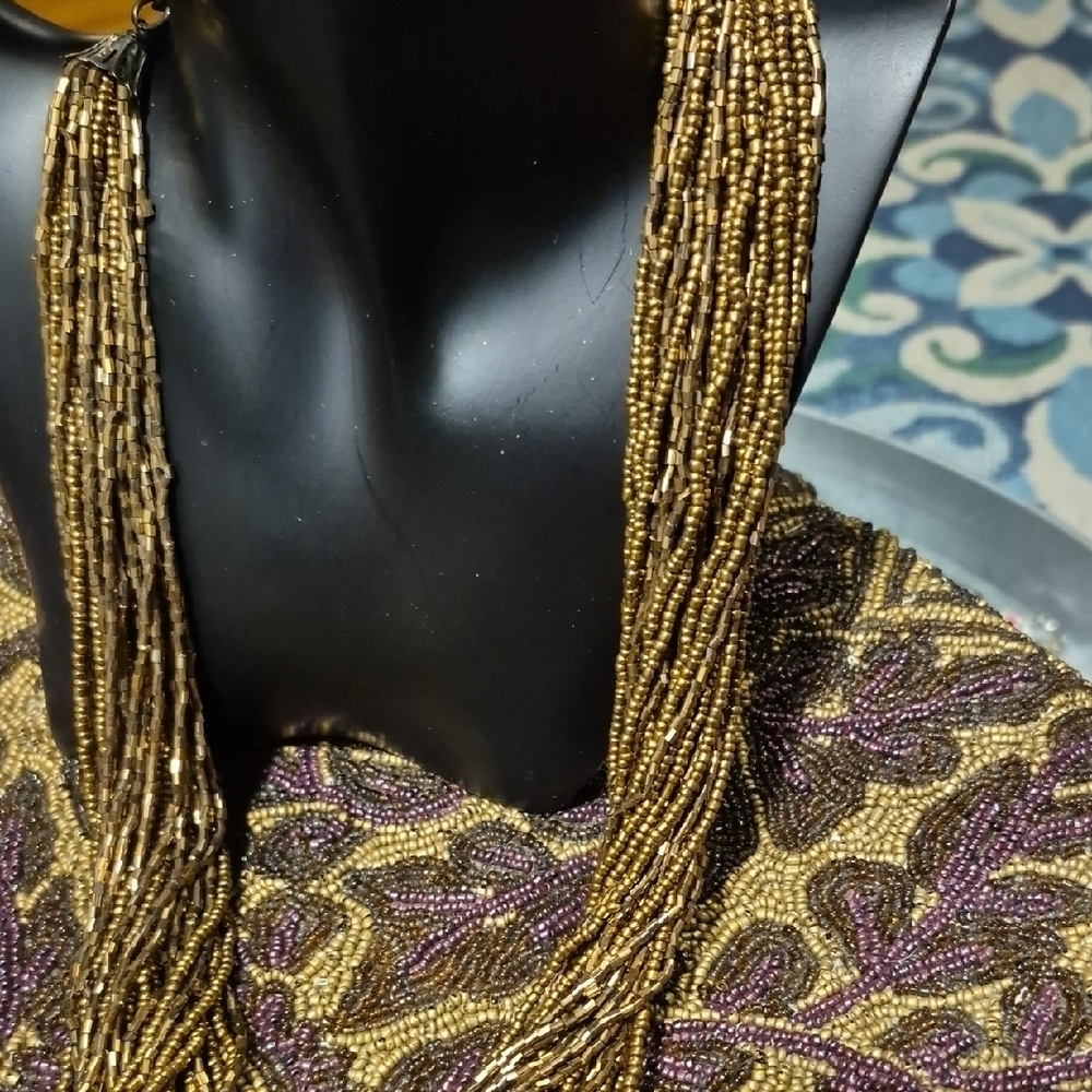 Elegant Copper Color Beaded Necklace - Picture 2 of 6